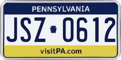 PA license plate JSZ0612