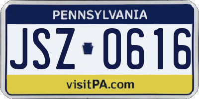 PA license plate JSZ0616