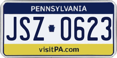 PA license plate JSZ0623