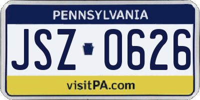 PA license plate JSZ0626