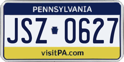 PA license plate JSZ0627