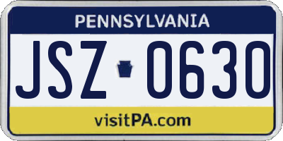 PA license plate JSZ0630