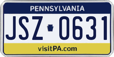 PA license plate JSZ0631