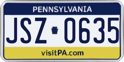 PA license plate JSZ0635