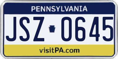PA license plate JSZ0645