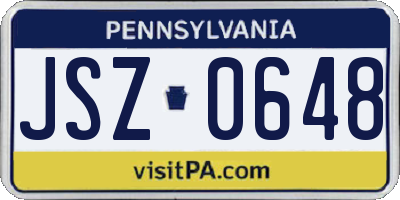 PA license plate JSZ0648