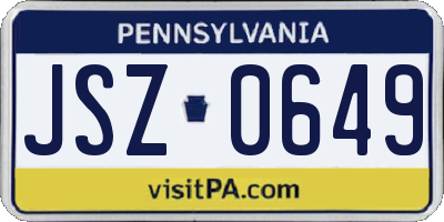 PA license plate JSZ0649