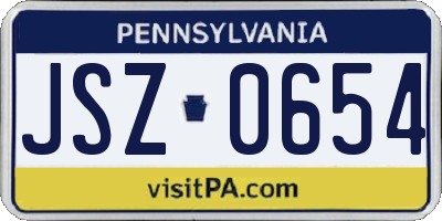 PA license plate JSZ0654