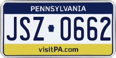 PA license plate JSZ0662