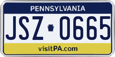 PA license plate JSZ0665