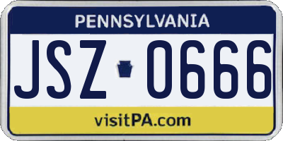 PA license plate JSZ0666
