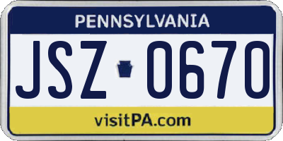 PA license plate JSZ0670