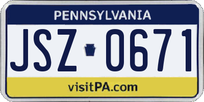 PA license plate JSZ0671