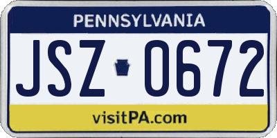 PA license plate JSZ0672