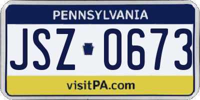 PA license plate JSZ0673