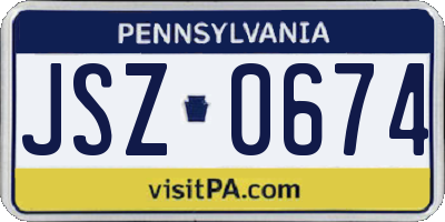 PA license plate JSZ0674