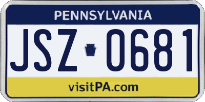 PA license plate JSZ0681