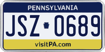 PA license plate JSZ0689