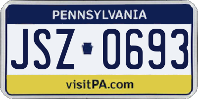 PA license plate JSZ0693