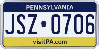 PA license plate JSZ0706