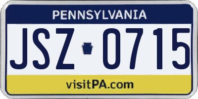 PA license plate JSZ0715