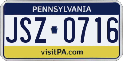 PA license plate JSZ0716
