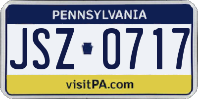 PA license plate JSZ0717