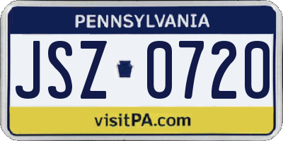 PA license plate JSZ0720