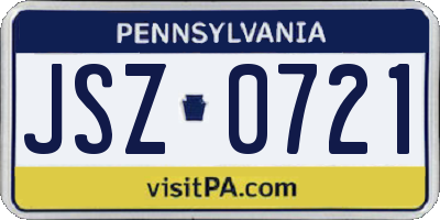 PA license plate JSZ0721