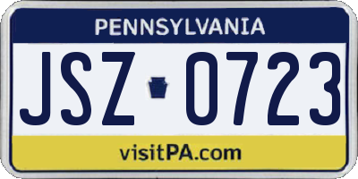 PA license plate JSZ0723