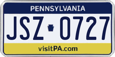 PA license plate JSZ0727