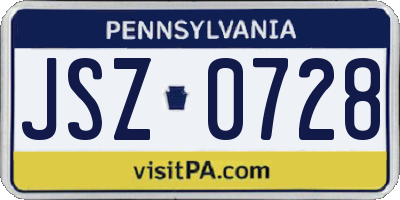 PA license plate JSZ0728