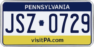 PA license plate JSZ0729
