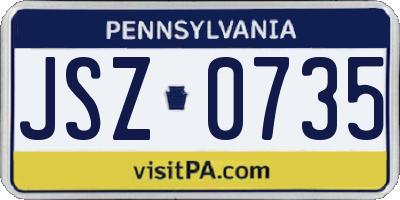 PA license plate JSZ0735