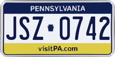 PA license plate JSZ0742