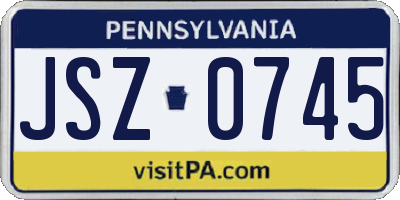 PA license plate JSZ0745