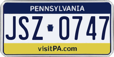 PA license plate JSZ0747