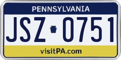 PA license plate JSZ0751