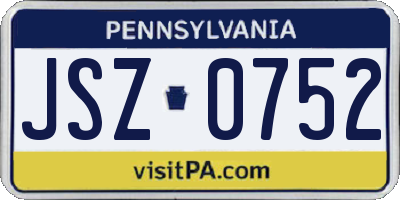 PA license plate JSZ0752