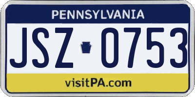 PA license plate JSZ0753