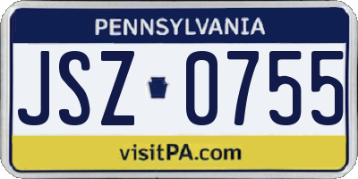 PA license plate JSZ0755