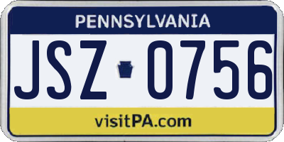 PA license plate JSZ0756