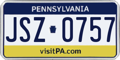 PA license plate JSZ0757