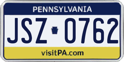 PA license plate JSZ0762