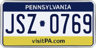 PA license plate JSZ0769