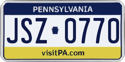 PA license plate JSZ0770