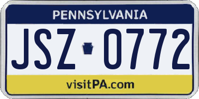 PA license plate JSZ0772