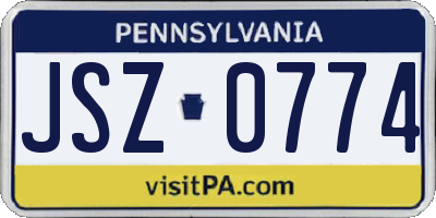 PA license plate JSZ0774