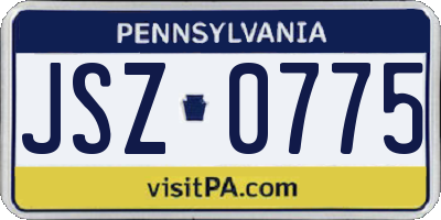 PA license plate JSZ0775