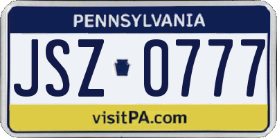 PA license plate JSZ0777